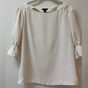 Ann Taylor Cream Blouse with Puff Sleeves